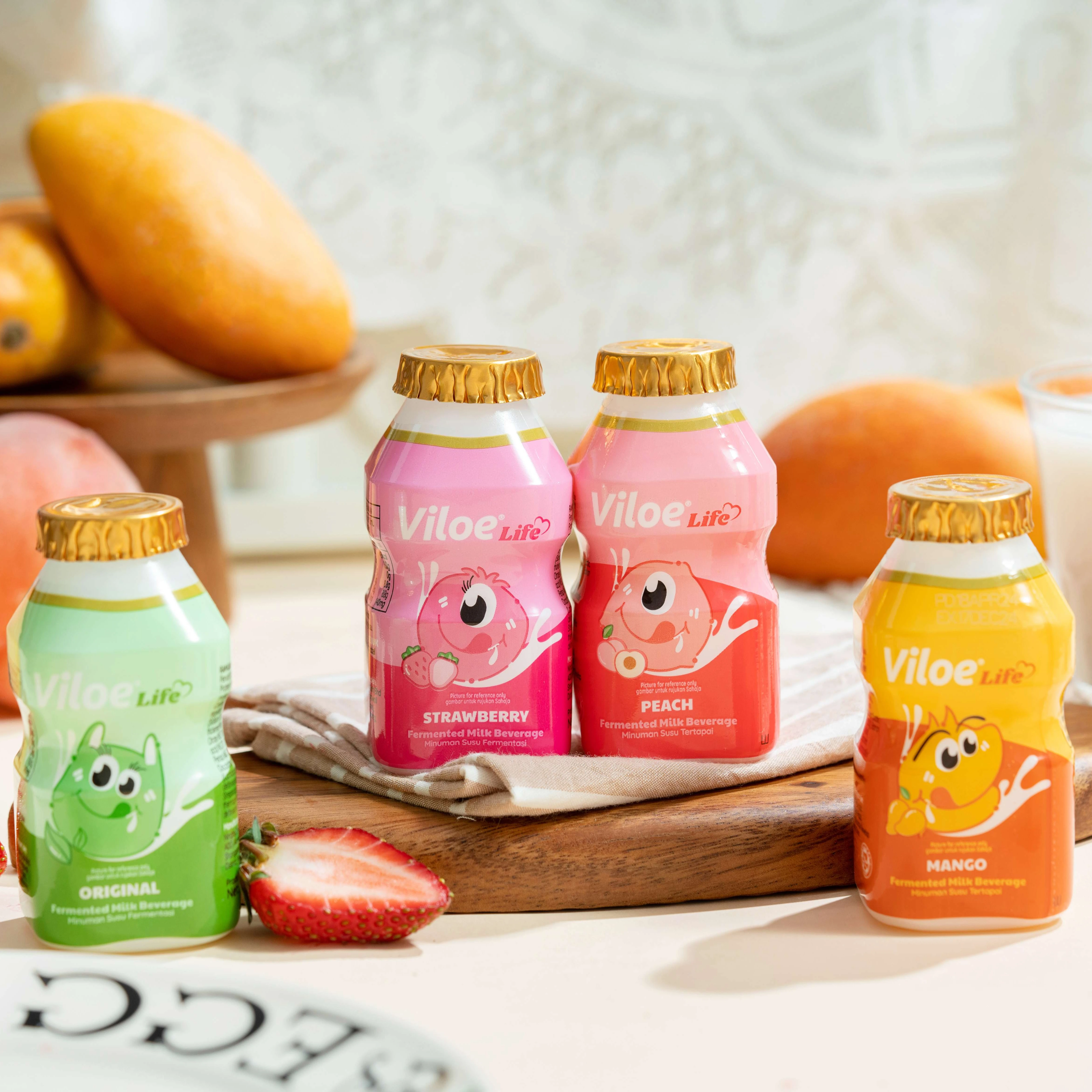 Viloe lactive Lactobacillus с низким содержанием сахара четыре вкуса (манго яблоко апельсин ананас) молоко сушеные бутылки комнатной температуры