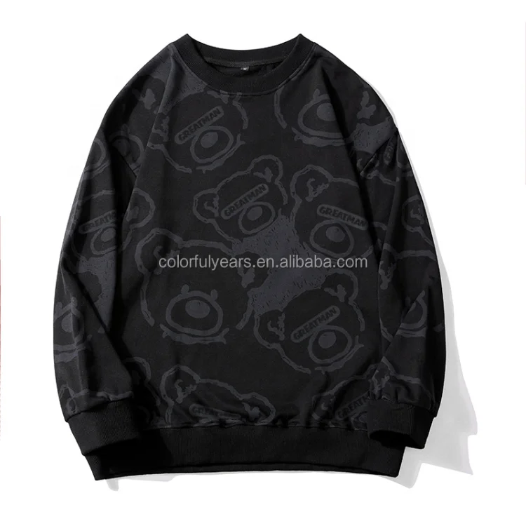 Heavyweight Plain No String Wholesale Mans Crewneck Sweater Sweatshirt Patchwork Teddy Bear Full Print Anime Hoodies