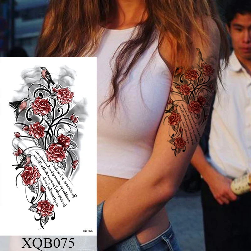 Waterproof Temporary Tattoo Sticker Flower Rose Flash Tattoos Lalash Tattoos Snake Lion Body Art Arm Fake Sleeve Tatoo Women
