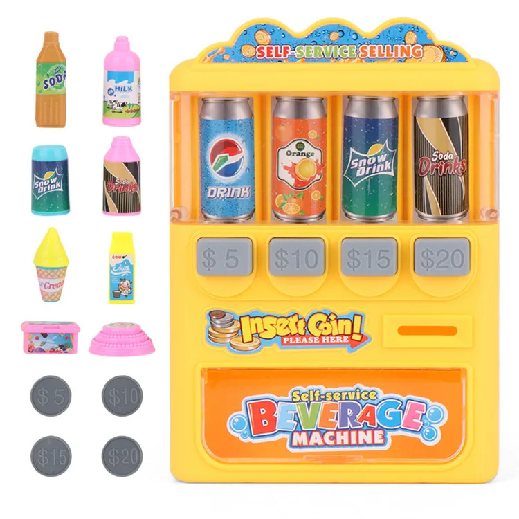 Kids education simulation drink coin slot vending machine pretend play toys
