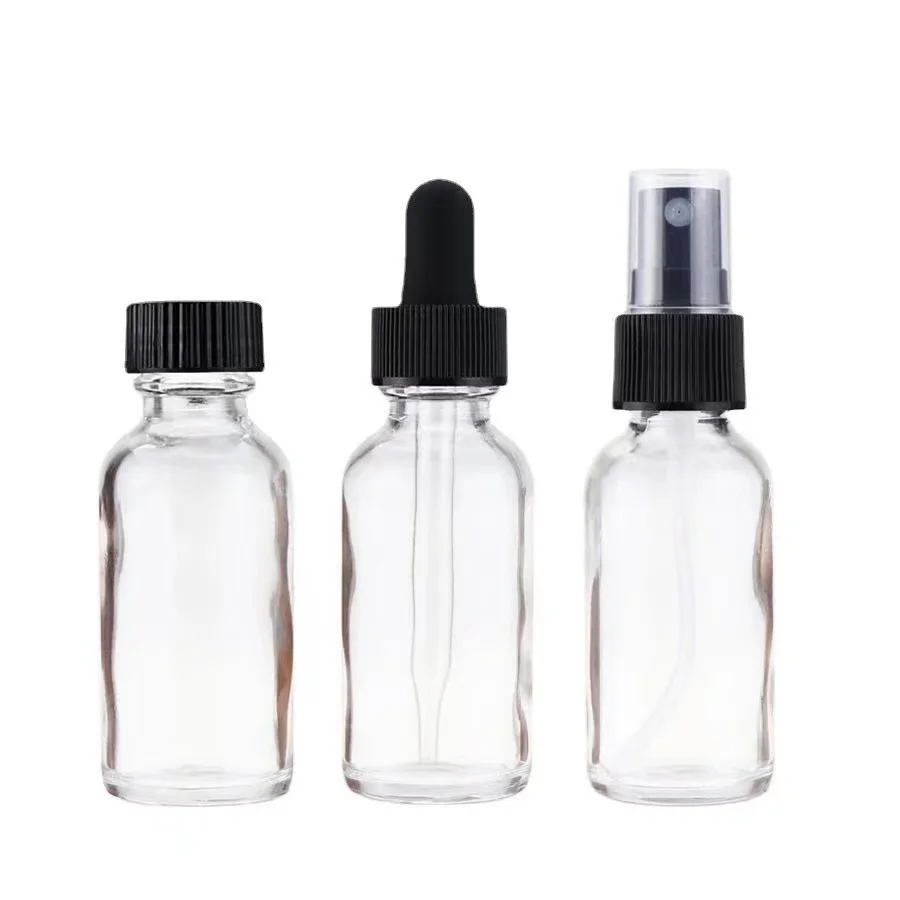 Wholesale 30ml glass dropper bottle Boston bottle glass dropper bottle clear