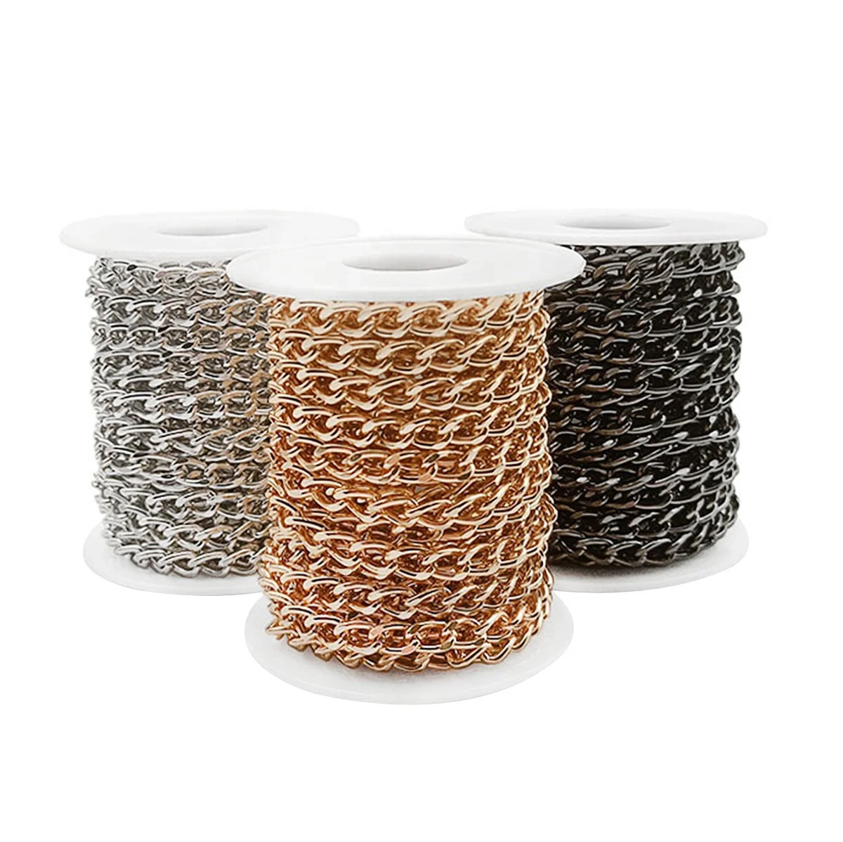 Aluminium Curb Chain Roll For Twisted Links Unwelded Chain Spool For Bracelet Purse Accessory Metal Bag Chains