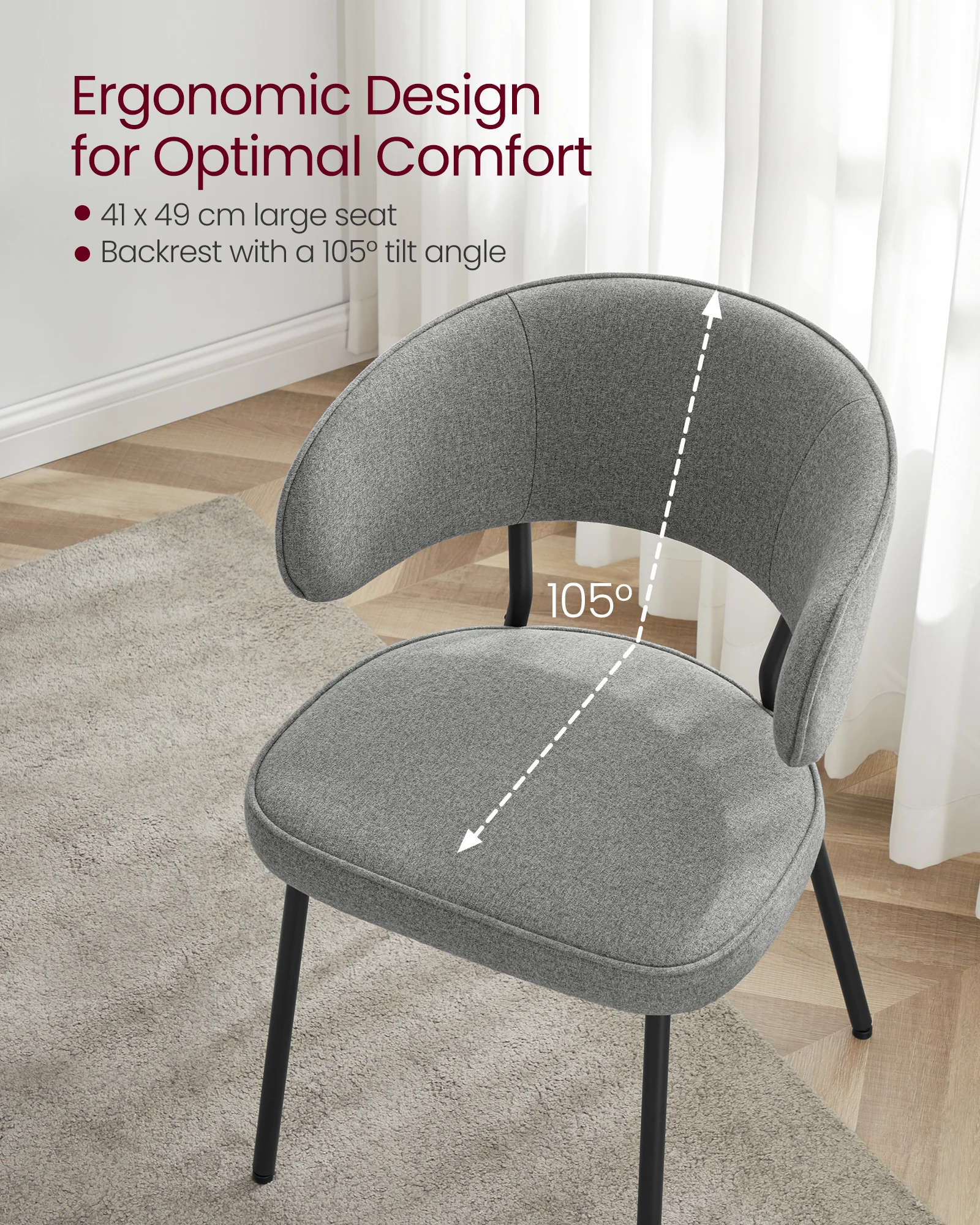 VASAGLE New Modern Dining Room Upholstered Fabric Hollow Back Dining Chair