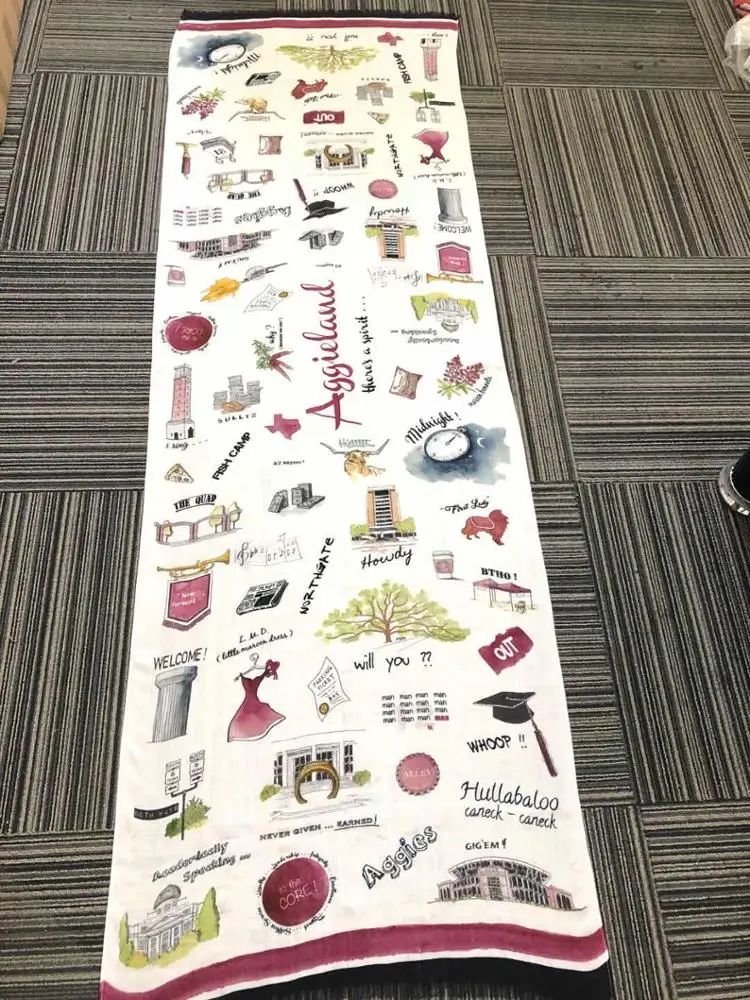 
Low MOQ super soft light weight digital print 100% natural bamboo scarf 