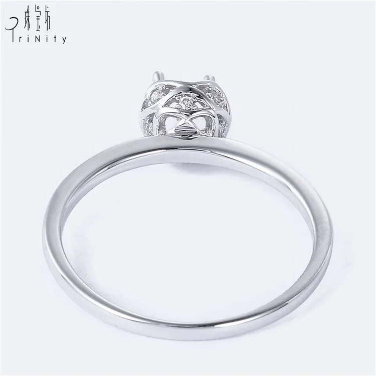 Beautiful Floral Design 18k Gold Ring Installation Fashionable Jewelry Solid Gold Semi Mounting Ring For Women