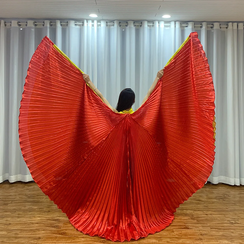 Halloween festival 2 layer 720 degree isis wings  cloak for belly dance Performance cape with stick for adult