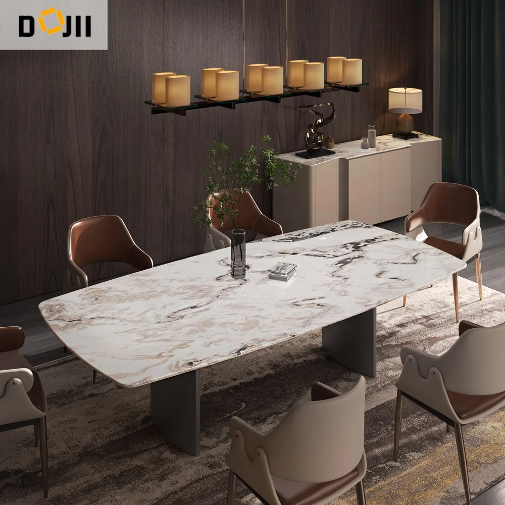 Dojii 3D новая модель обеденного стола с блестящей каменной поверхностью