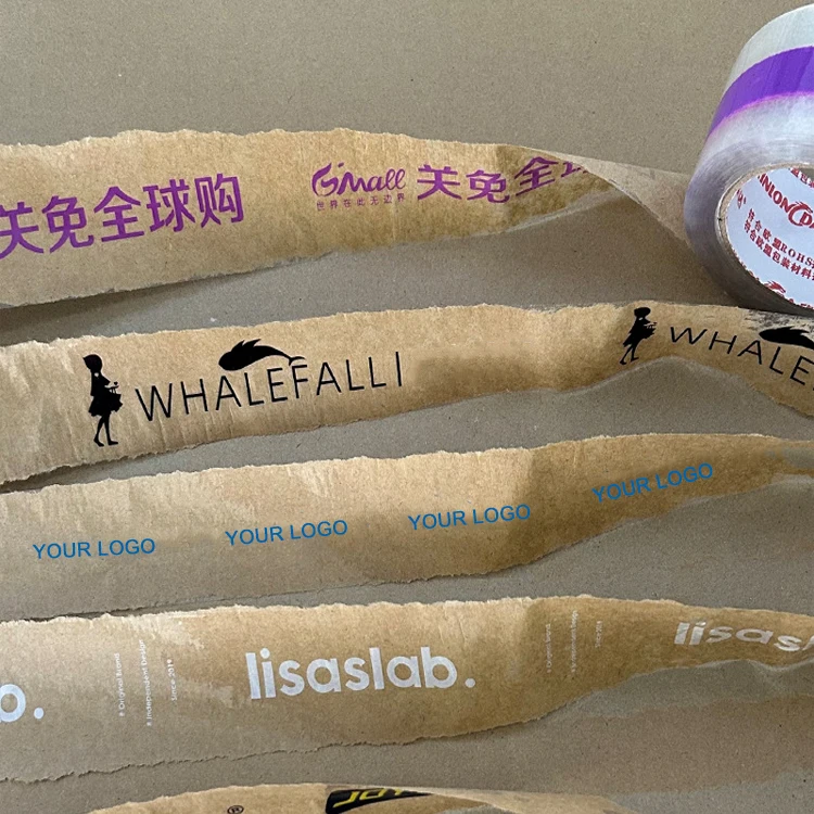 Eco friendly gummed kraft paper tapes personalized roll plastic customizable  adhesive tape