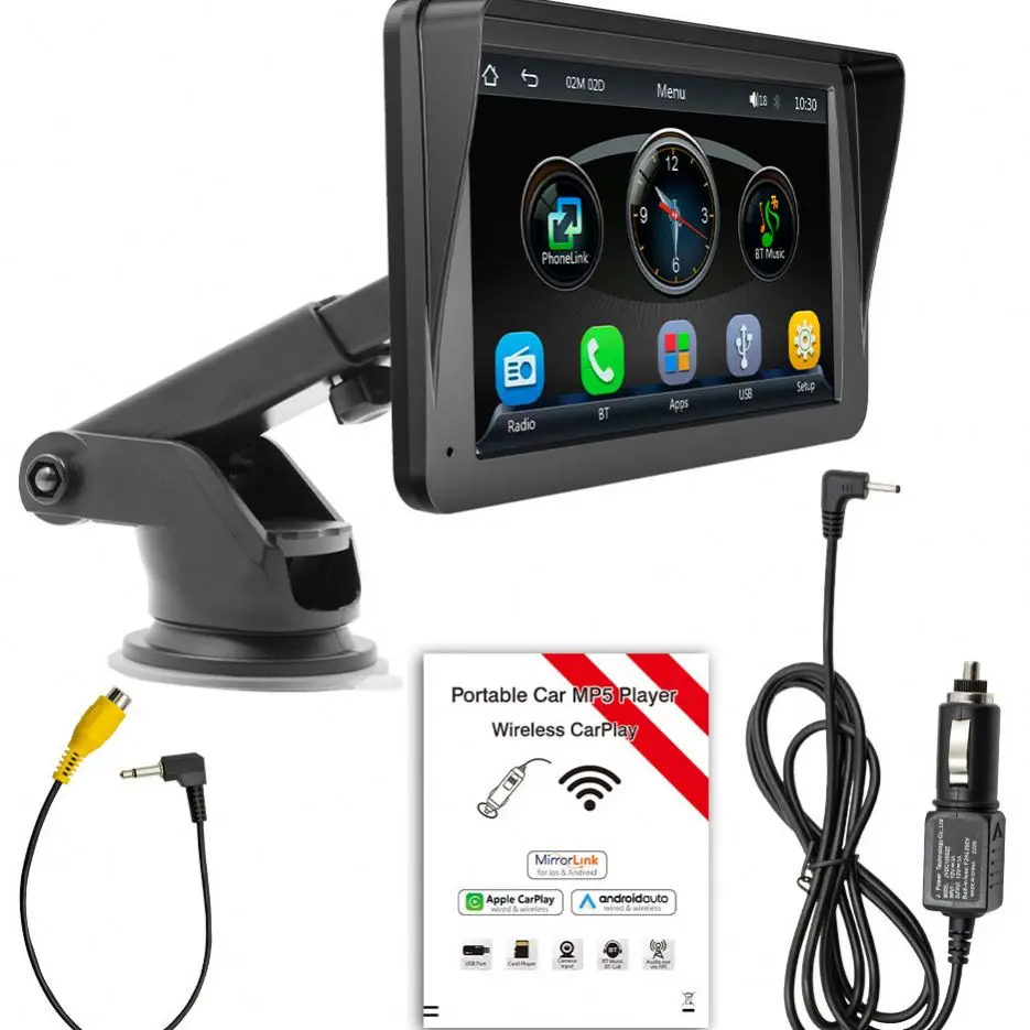7 inch IPS Portable Wireless Carplay Android auto Car Touch Screen Multimedia navigation system Car monitor stereo Player