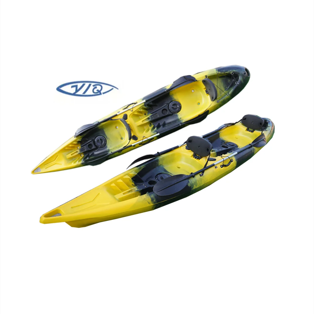 Newest 3.9m Plastic  Double 2 person Sit On fishing Kayak with comfortable back rest