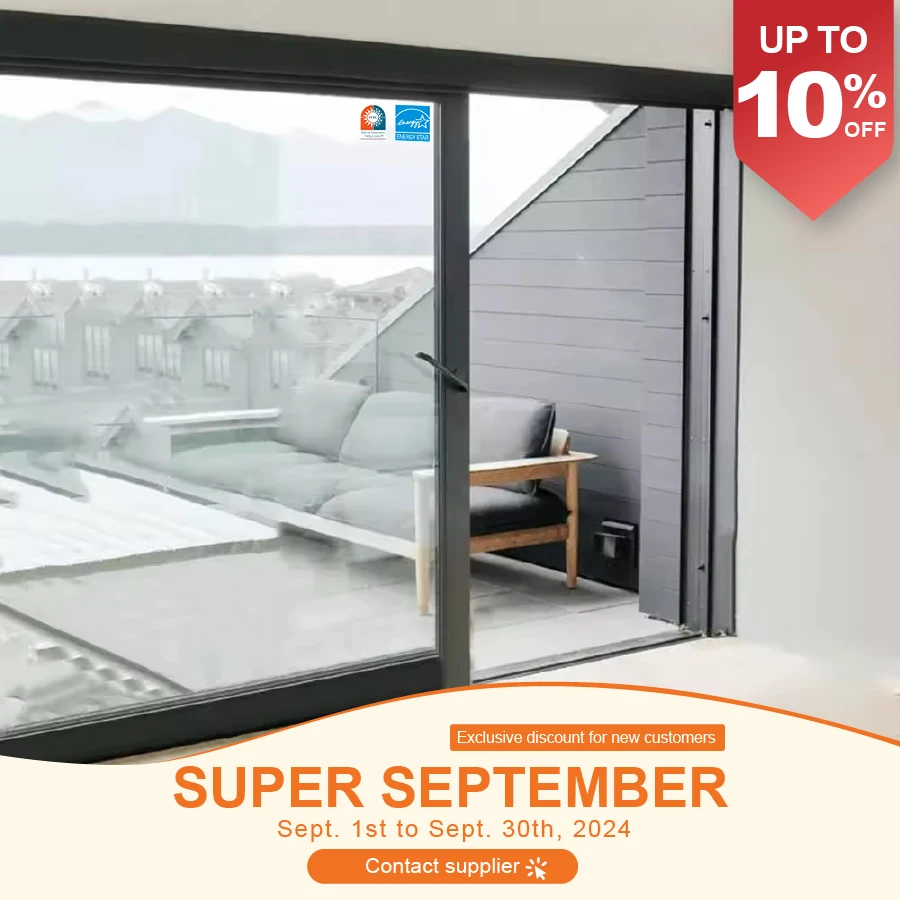 WANJIA Hurricane Impact Balcony Partition Sliding Door Aluminum Slide Glass Door