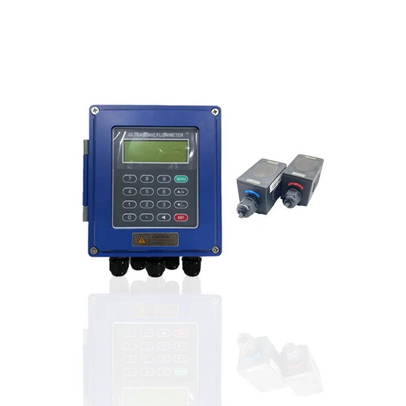 PN16 Flowmeter Water Wall Mounted Clamp On Ultrasonic Flow Meter Digital Water