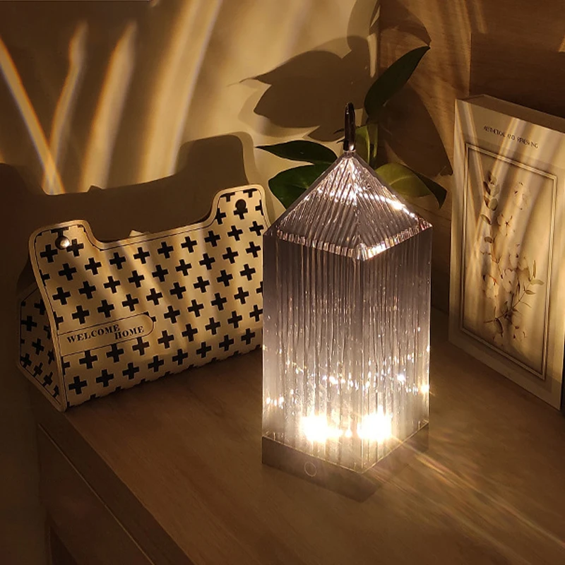 Creative Restaurant Bedside Atmosphere Lighthouse Table Lamp Desktop Decoration Charging Touch Crystal Night Light