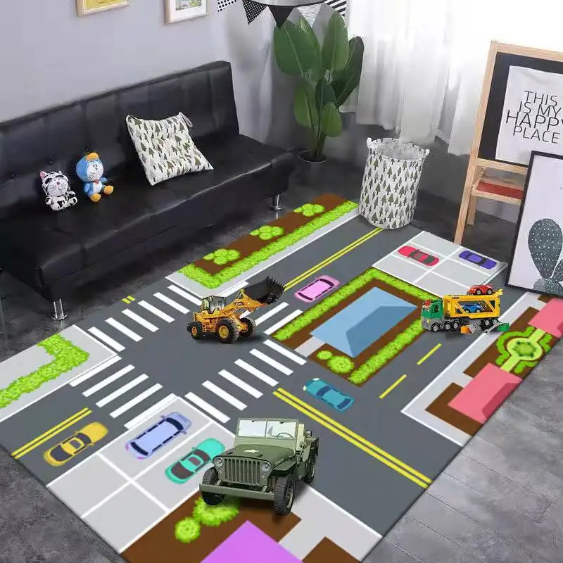 Kids Carpet Play mat Rug Fun Carpet City Map for Hot Wheels Track Racing and Toys Floor Mats for Cars for Toddler Boys Bedroom