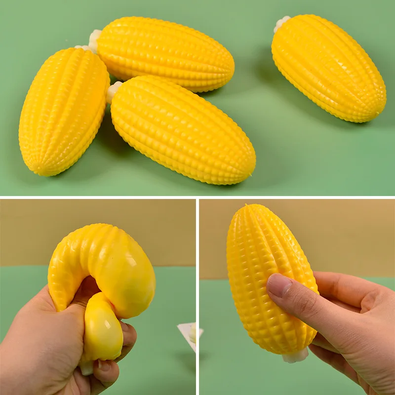 Simulation Vent Fruit Pinch Decompression Toy Soft Cute Vegetable Toy Corn Squeeze Stress Ball Finger Pinch Fidget Sensory Toy