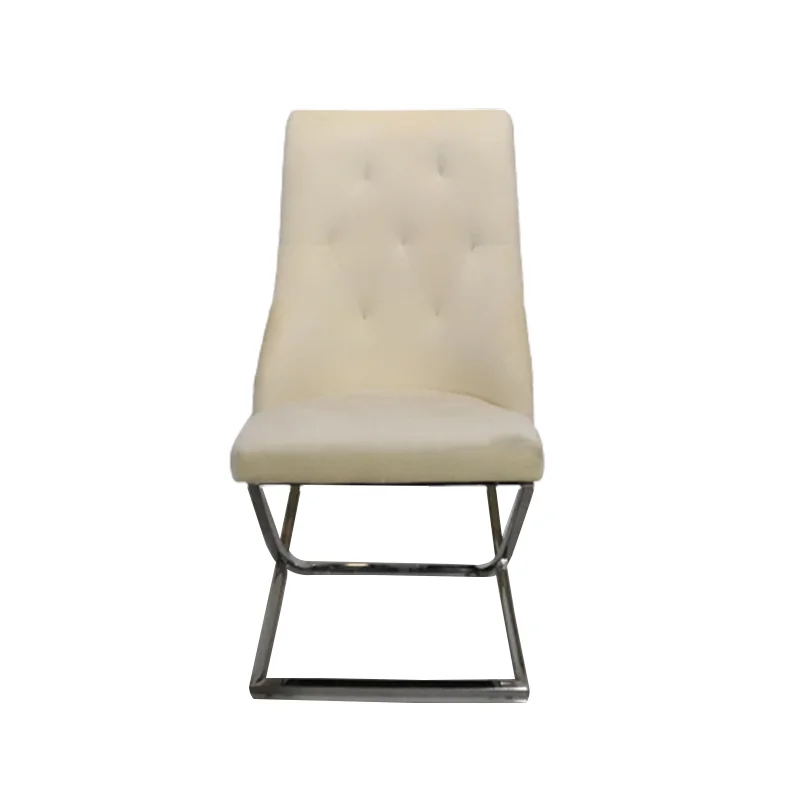 High Back Velvet Fabric Home Furniture Dining Room Chair Gold Stainless Steel Metal Legs Leisure Dining Chair