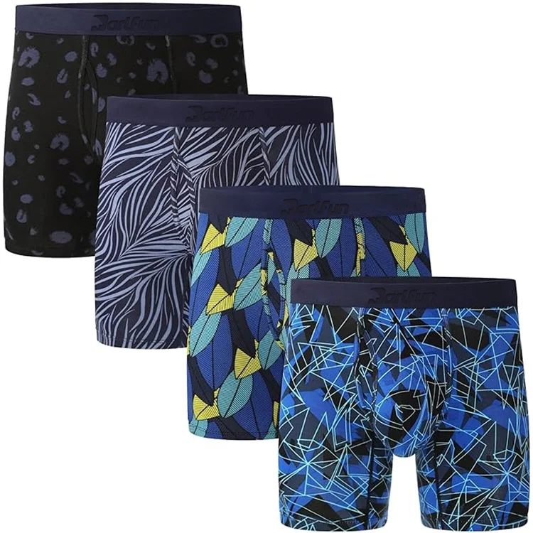 Style Knitted Washable Underwear with a ball pouch Men Boxer Briefs high quality  Custom  European for Men Print Pattern Adults