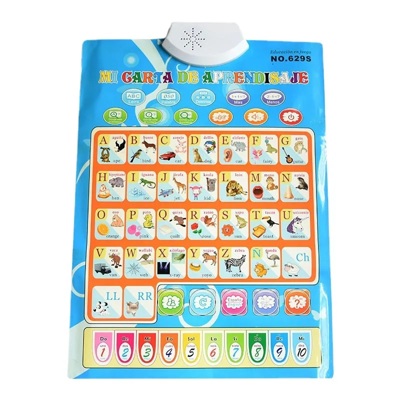 Factory Suppler Kids Children English Spanish Talking Sound Voice Wall Charts Early Education Wall Charts Learning Toy