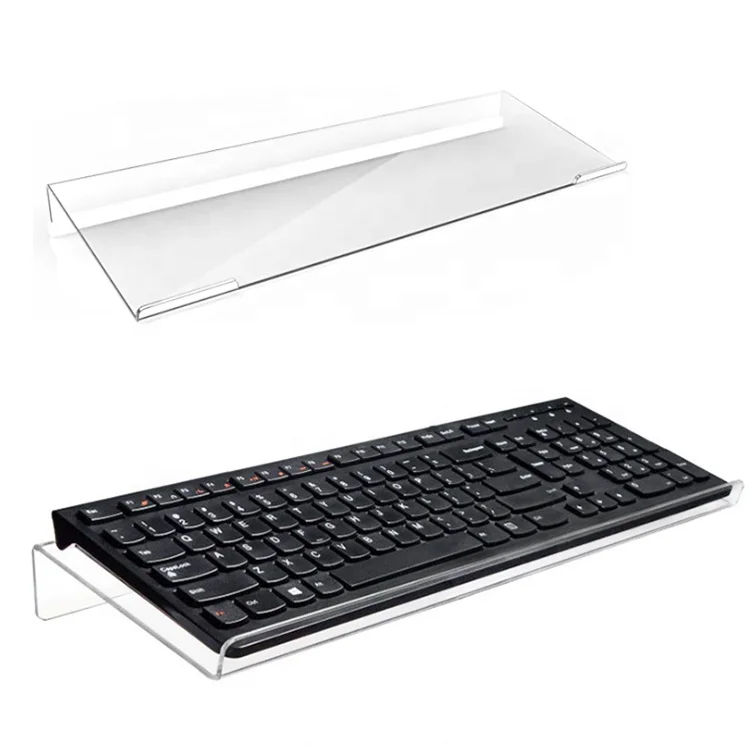 Ergonomic Acrylic Tilted Keyboard Stand Clear Keyboard Tray Non-Slip Silicone Case Easy Typing PC Computer Holder Display Racks