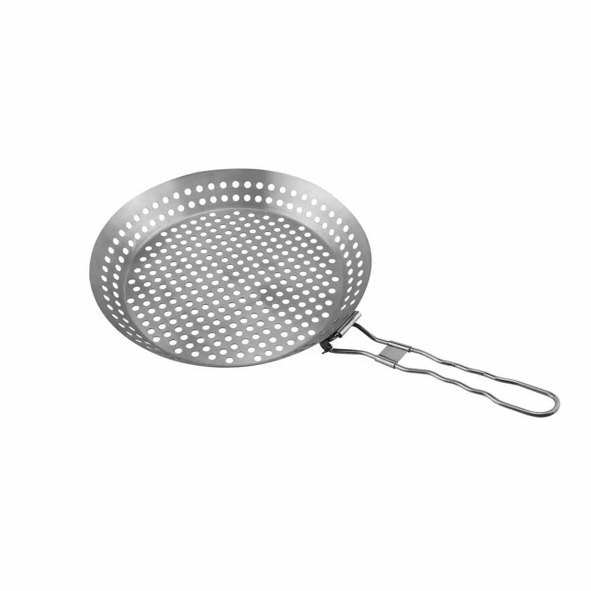 Stainless Steel Portable Round BBQ Grill Topper Grill Pan With Foldable Handle