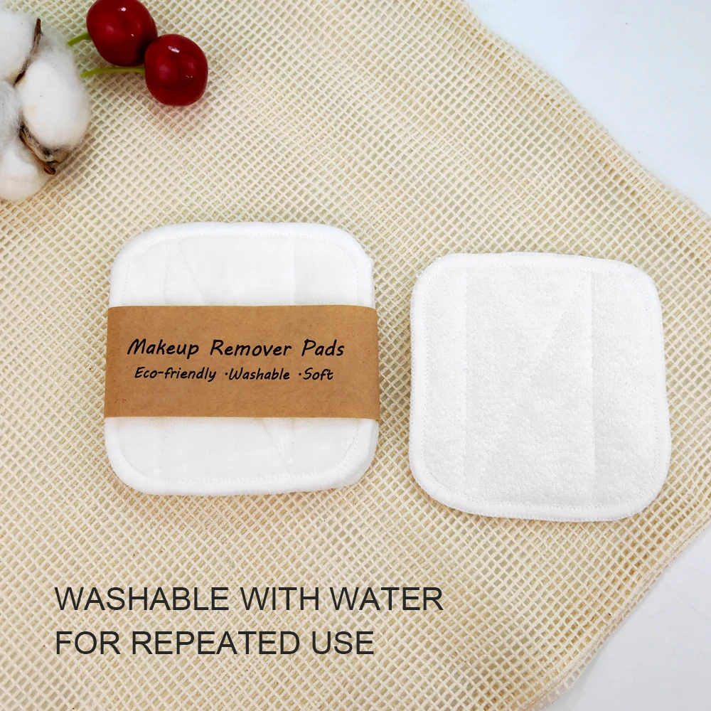 Wall Mounted Cotton Swab Box Makeup Cotton Pad Bamboo 3 Layers Kraft Paper Wholesale Washable Reusable 3layers Velvet Bunld 3pcs
