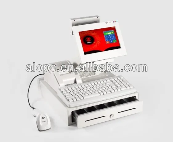 aiopc Luxury custom Intel Celeron Processor J1900 fanless cash register machine touch pos for restaurants android POS and PC POS
