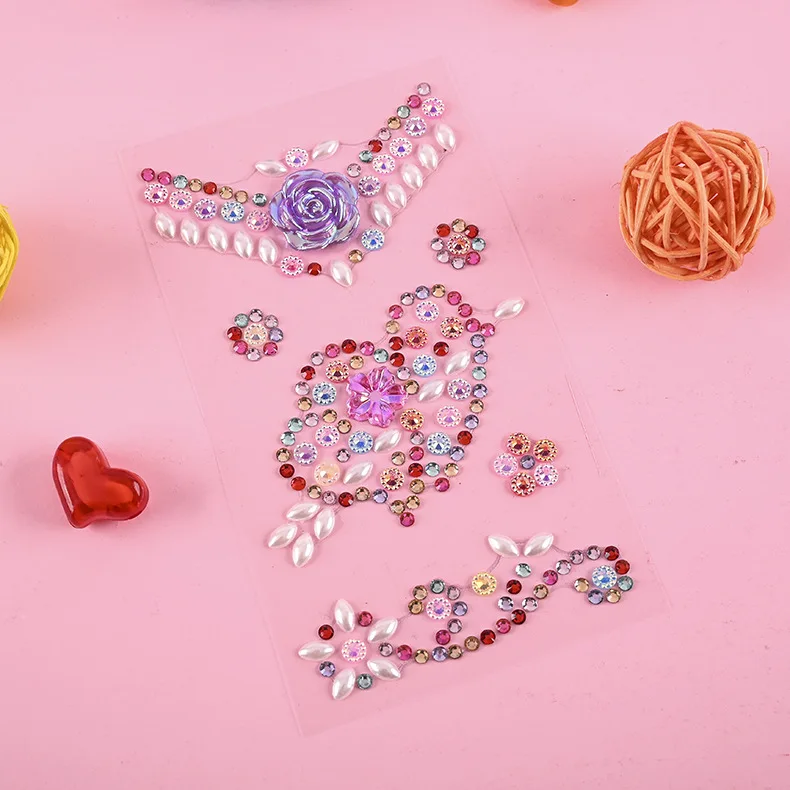 Rhinestone Sticker Sheet Self-adhesive Crystals Craft Jewels Gem Stickers, Multicolor