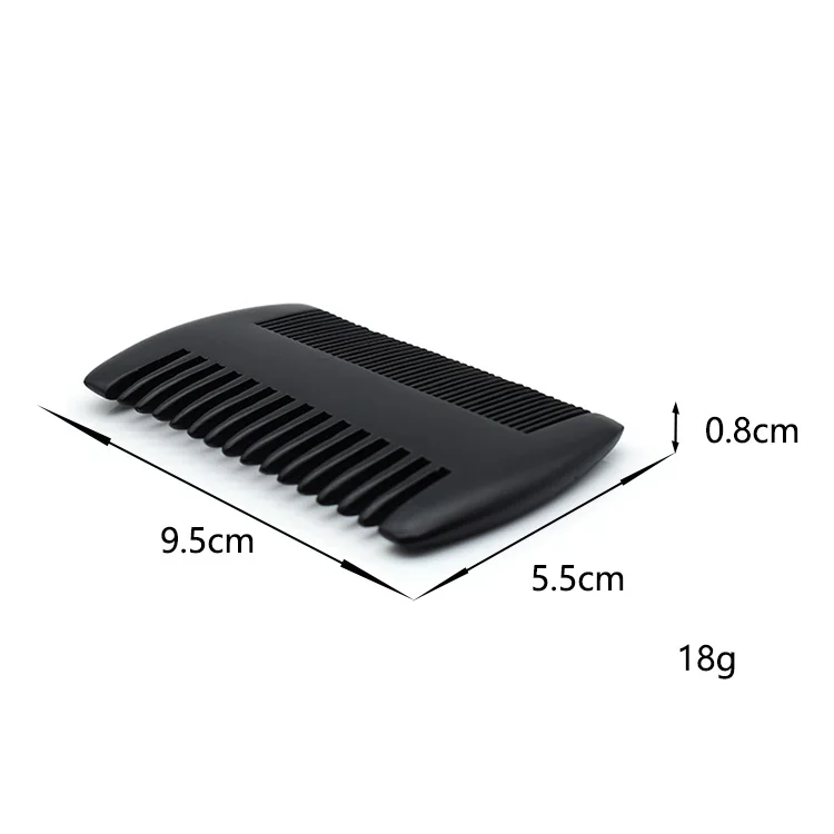 Custom logo black color fine coarse teeth anti static beard comb pocket double sided natural wooden comb with pu case