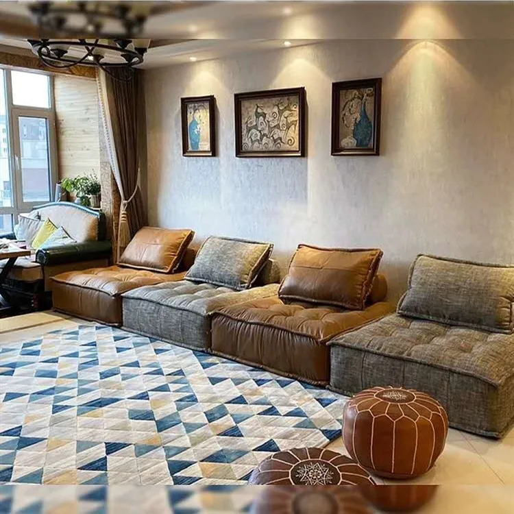 Nordic modern living room high-end creative leather sofa custom furniture for three people