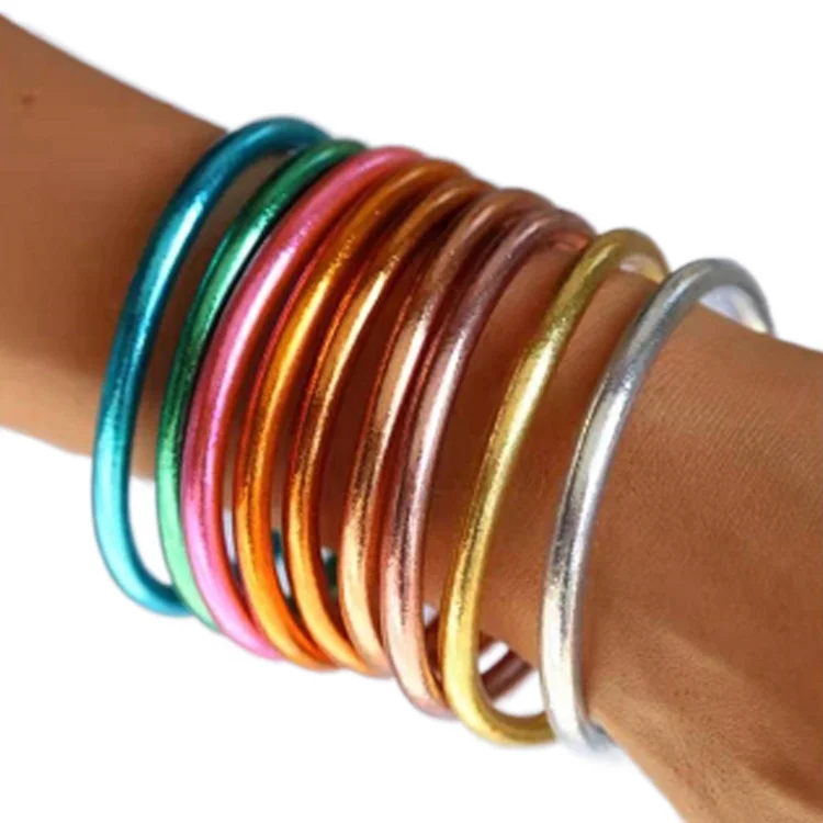 Moyamiya jewelry bracelet Multi-Colored Buddhist Temple Silicone Bracelets Gold Mantra Prayer Jelly Bangle Jonc