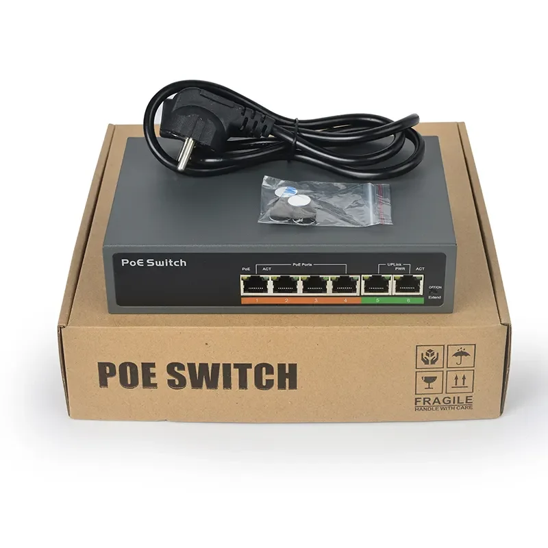 SDAPO PSE604EX V2.0 4 + 2 порта 48 В переключатель poe 65 Вт 10/100 Мбит/с с расширителем функция