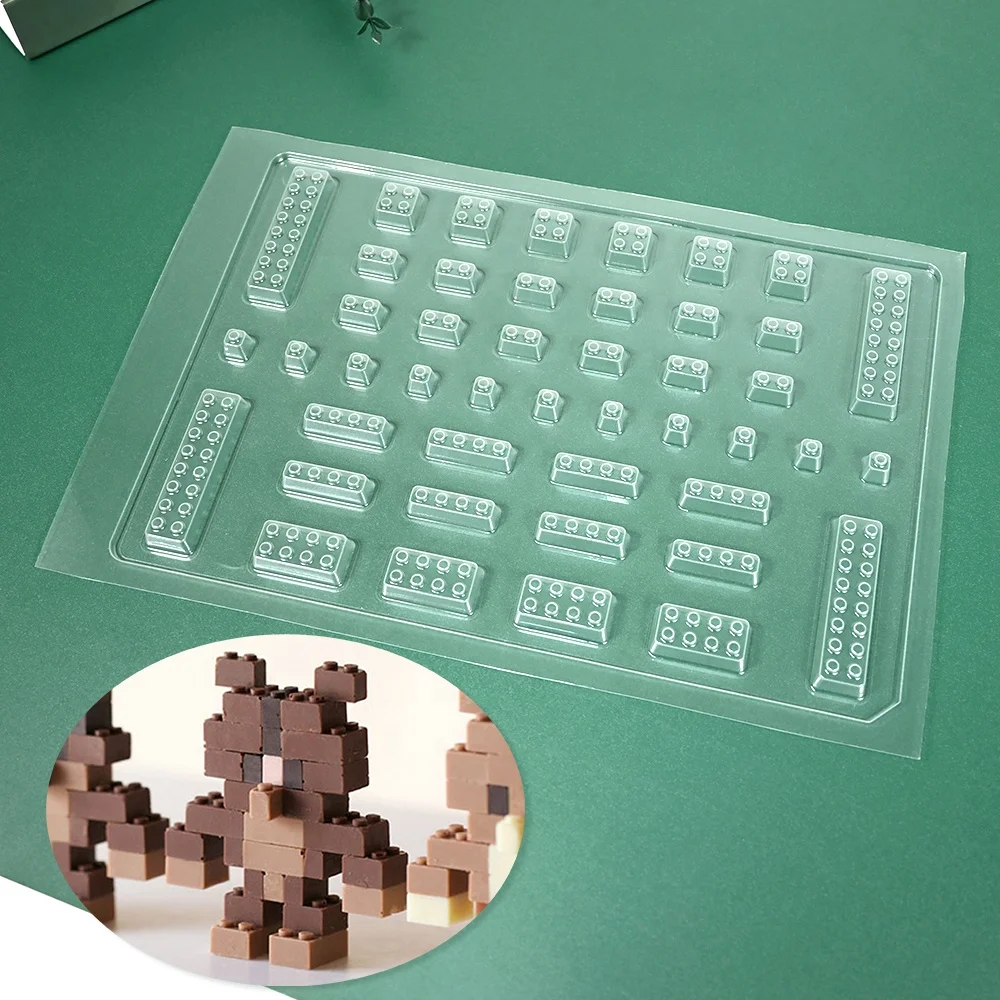 XJH 3D Legos Shaped Hard Baking Pastry Cake Decorating Moulds Legos Shapes Plastic Chocolate Mold