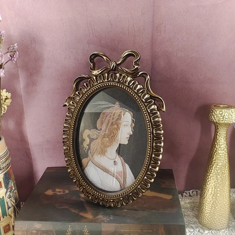 Bow vintage picture frame Picture frame European relief European do old gold resin frame home table hanging wall two