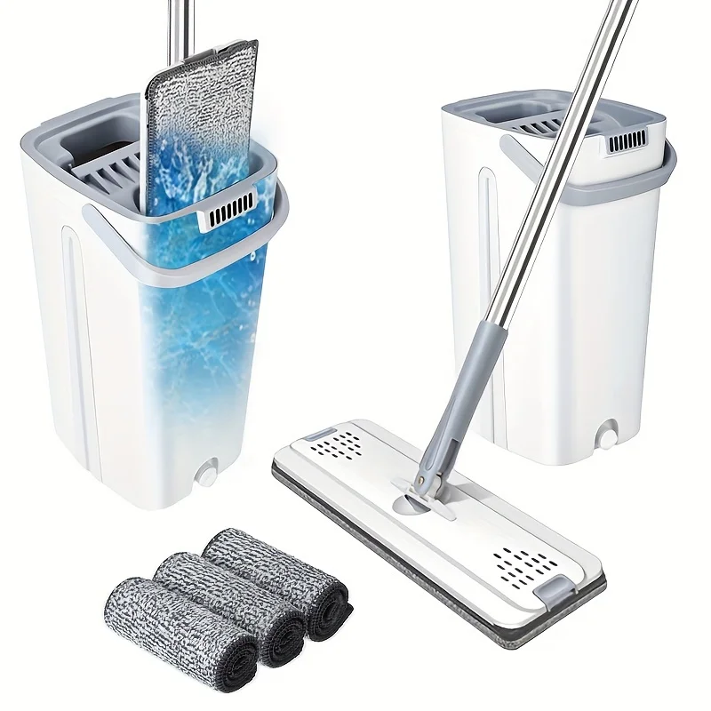 Экологичная вращающаяся Влажная/сухая швабра 1 ведро 3 сменные прокладки из микрофибры домашняя уборка спальня гостиная кухня