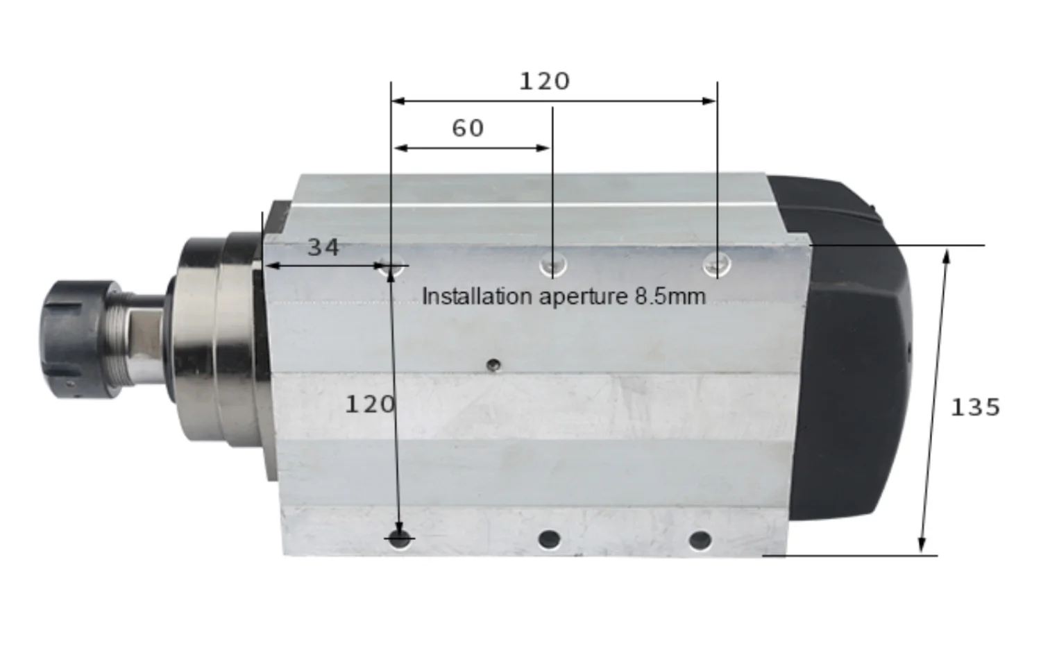 jst spindle 6kw square air cooled spindle motor 380v 18000rpm for cnc router parts