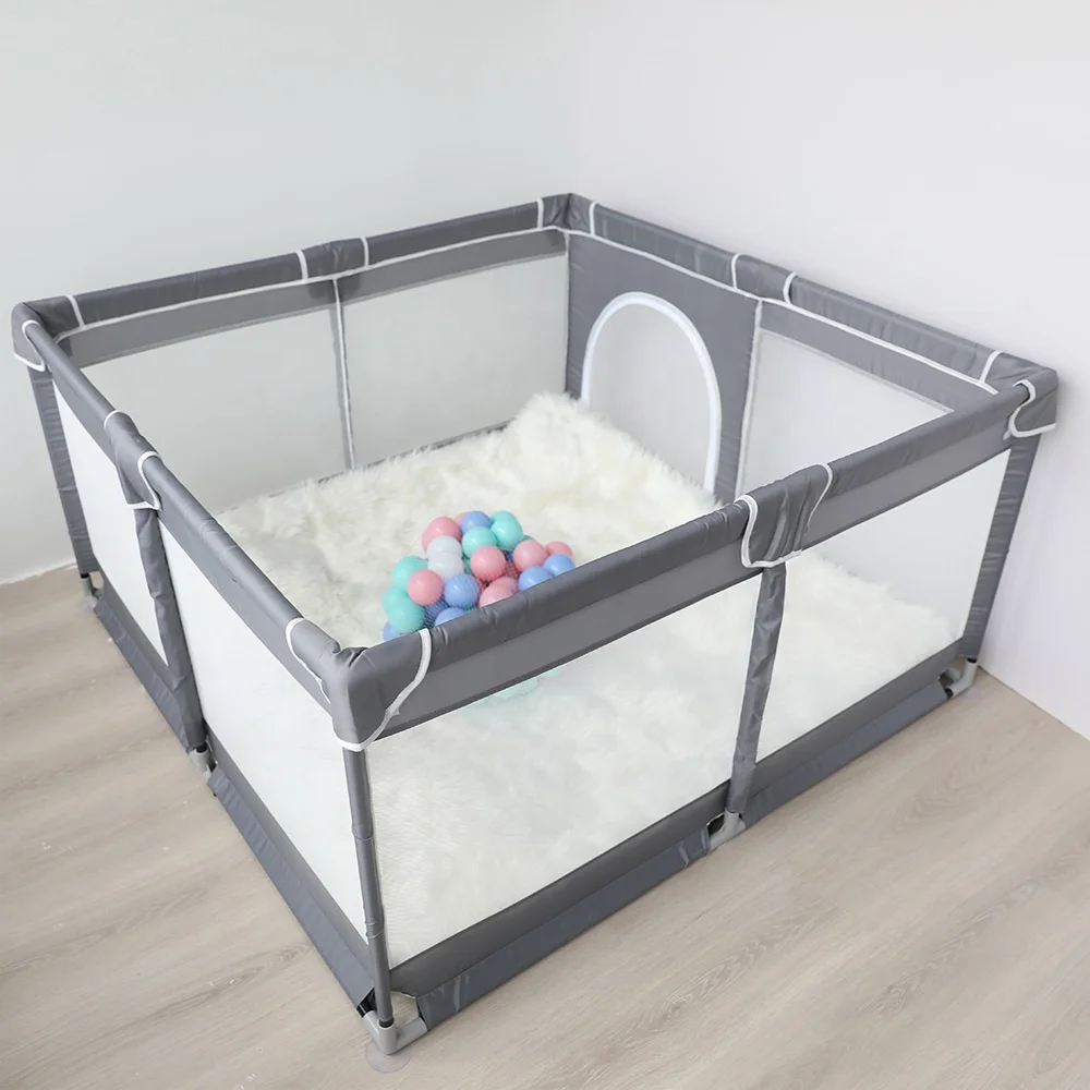Portable 127*127cm Indoor Outdoor Use Breathable Mesh Children Baby safety playpen With Gate Bag Ocean Ball