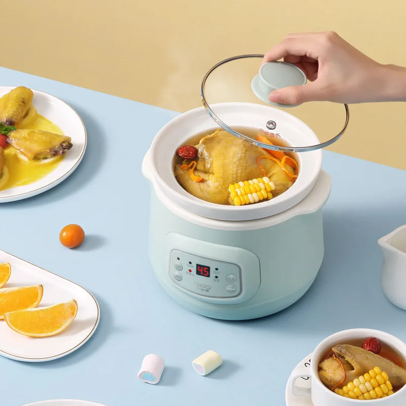 S Электрический кастрюля для тушения, мини керамическая кастрюля, бытовой подключаемый автоматический прибор для приготовления каши, небольшая чашка для тушения