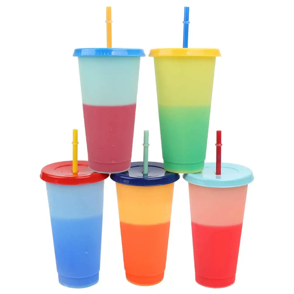 Hot sale soda hardhard tall reusable pp plastic smoothie cups with lids and straws for wholesale