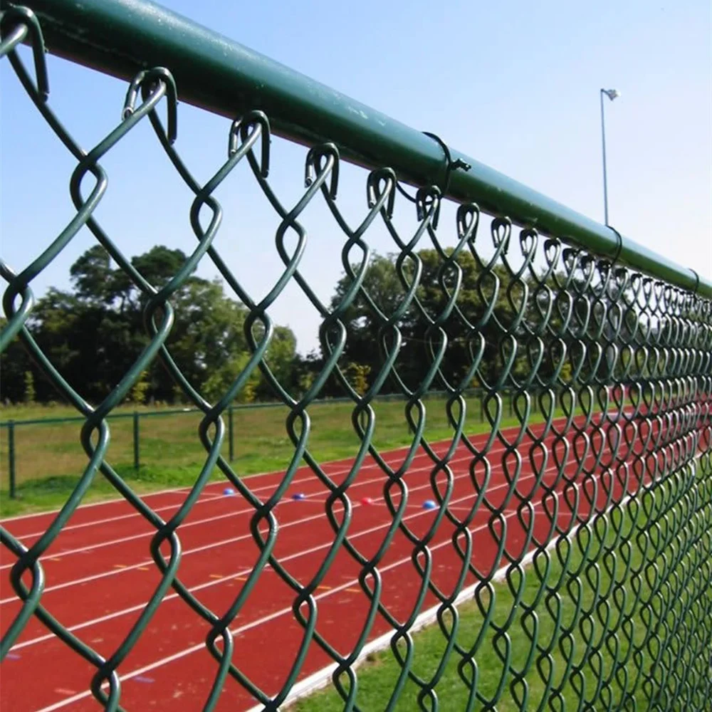 high quality 9 gauge x 2 inch chain link fence fabric PVC coated  diamond wire mesh