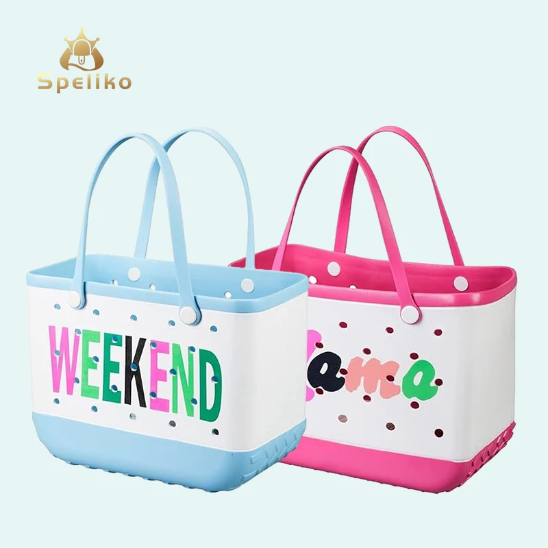 2024 Summer Popular Rubber Men Handbag Outdoor Black Shopping Bag Small Women Luxury Eva Bogg Bag Cute Beach Tote Bag For Ladies