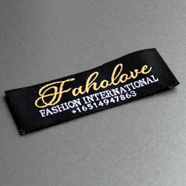 
Custom Logo Wooven T-Shirt Neck Tag Lables Packing Polyester Jacquard Woven Quilt Clothing Labels 