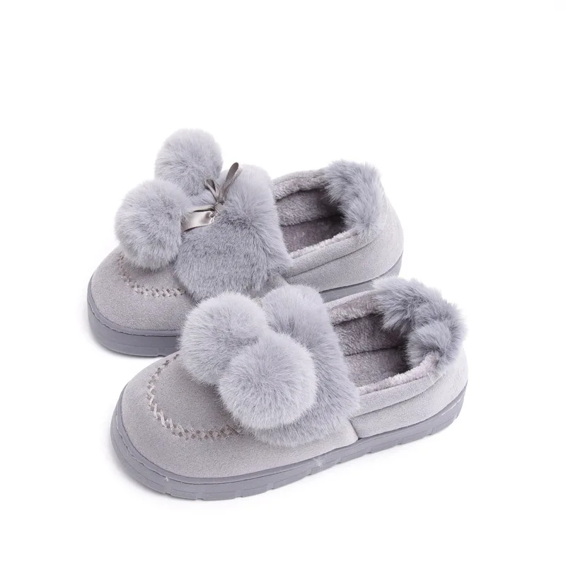 Тапки женские зимние хлопковые, Симпатичные Нескользящие, на мягкой подошве, меховая Сумочка, каблук, платформа, теплые домашние туфли