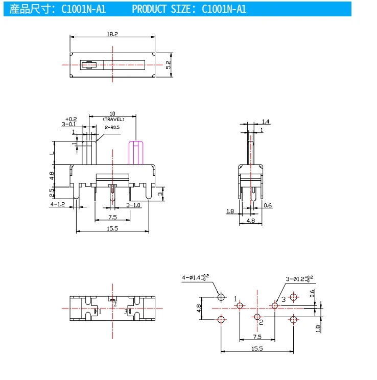 Terwin Level height Customized B10K 200k Monorail Potentiometer Small Straight Sliding Potentiometer For Car EQ