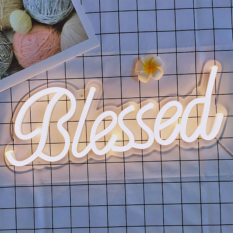 DIVATLA Customization Blessed Sentence Fashion&Trendy Personalized Romantic Ambiance Indoor Decoration Acrylic Light Neon Signs