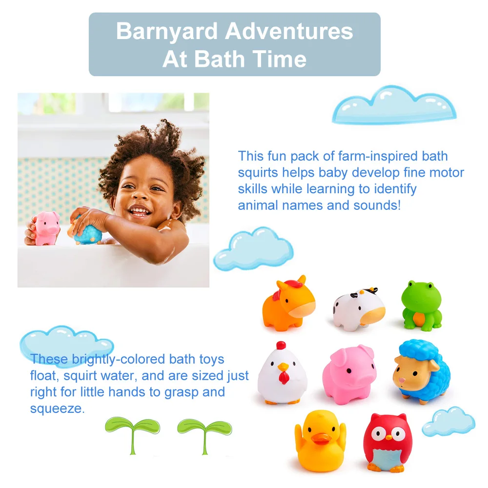 Экологичный винил Акула черепаха крокодил Резиновый Осьминог Краб морские животные набор брызгающая игрушка для ванны детей