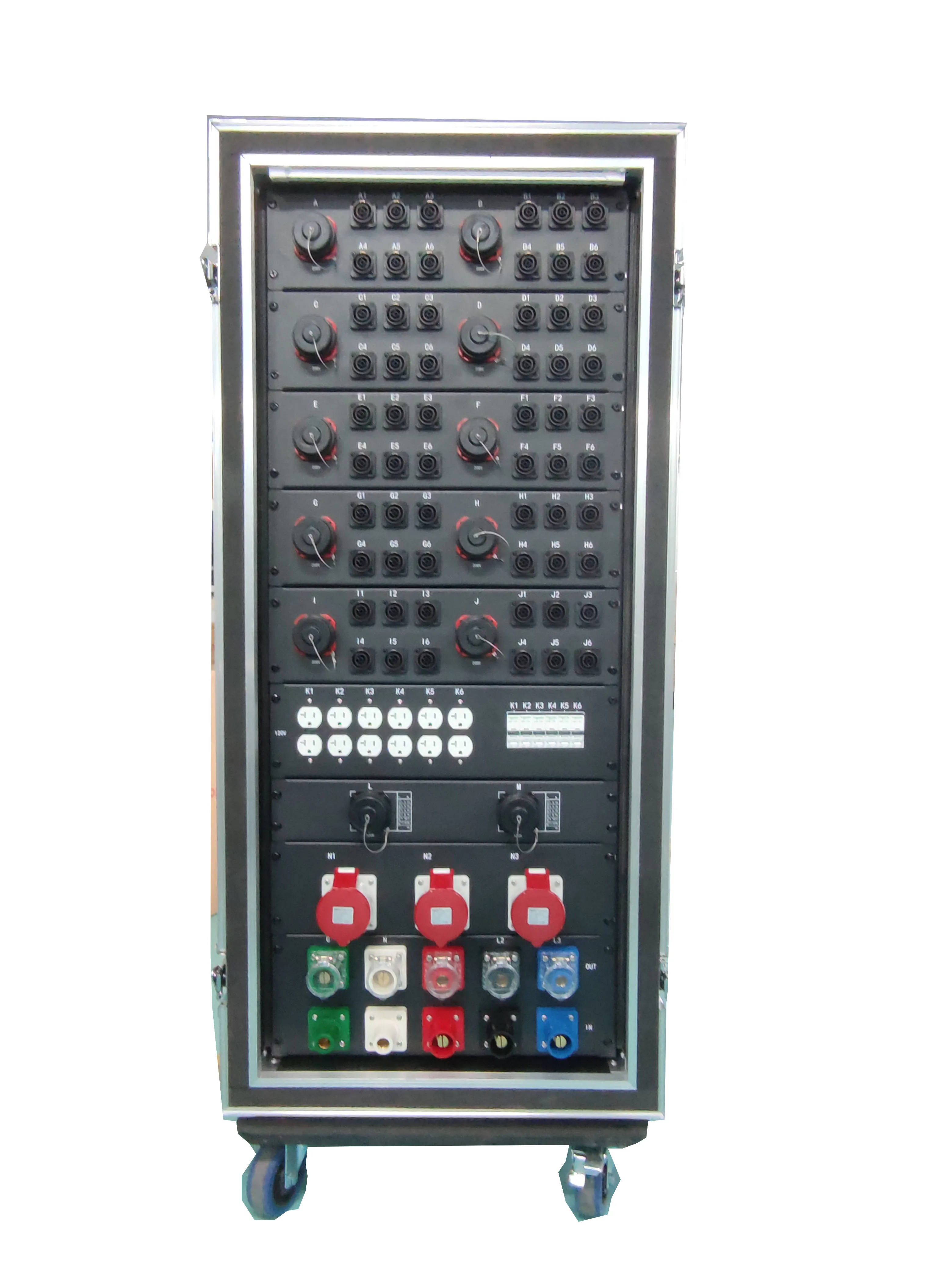 Custom made high performance outdoor power distribution rack 24 channels with 10A brazil sockets output power distro