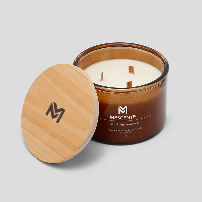 M&Scent natural wax 3-wick jasmine coconut candle with own logo, scented candles 3 wick jamaica