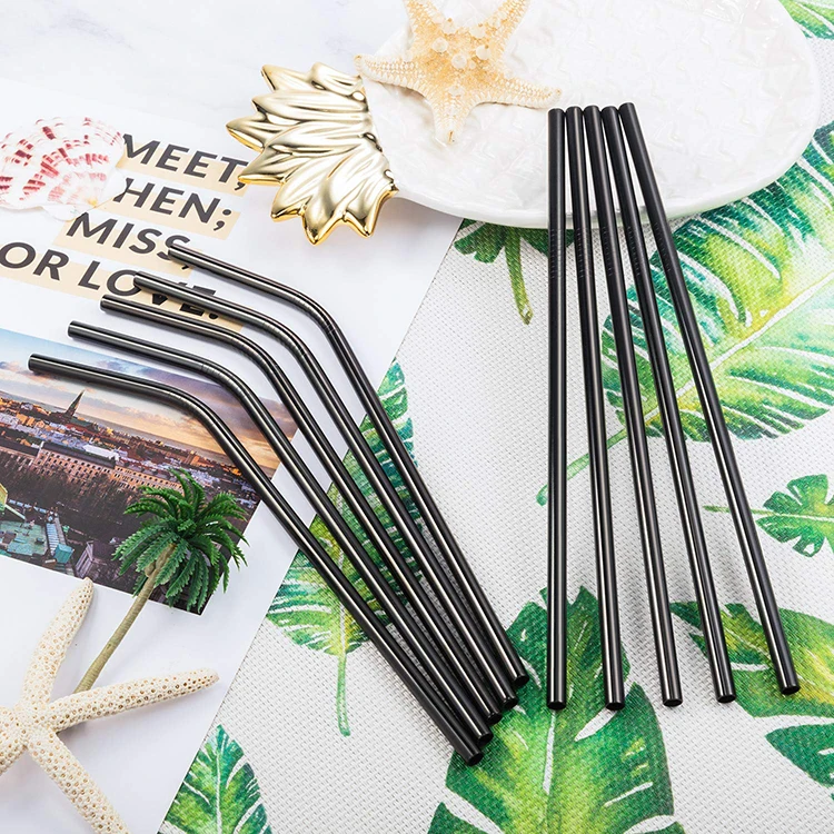 
Svin 8 Pack Black Stainless Steel Metal Drinking Straw Reusable Straws for 20oz Tumbler 