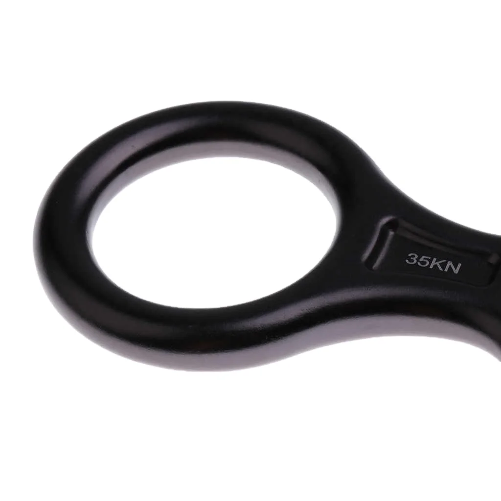 Carabiner + 35KN Figure 8 Rappelling Rope Descender Black 2 In 1 25KN Rock Climbing Screw Lock