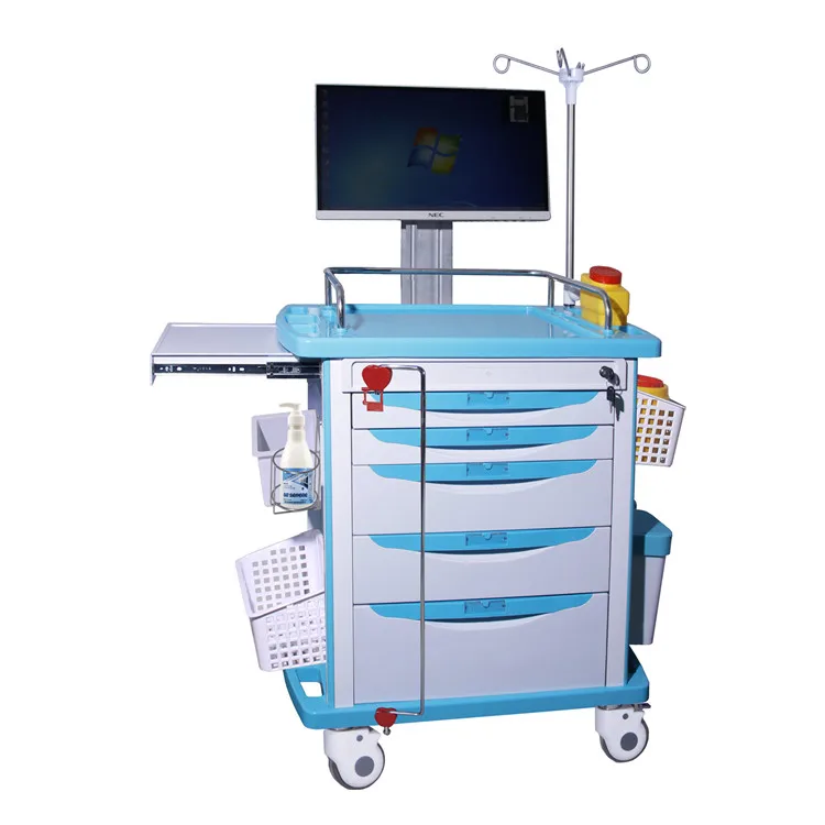 ABS Table  Nursing High Quality Medical Furniture Doctor Mobile Hospital Laptop Cart Design Workstation Computer Trolley